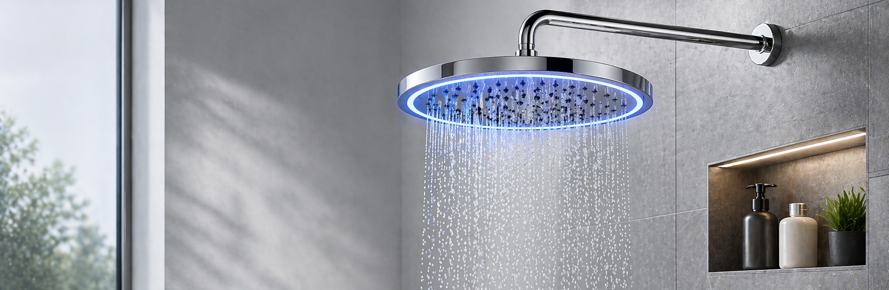 LED Chrome Rain Shower Head Detail